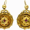 Ruby & Diamond 15ct Gold Victorian Earrings