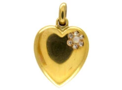 Gold Opal & Diamond Heart Pendant