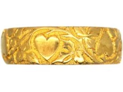 Victorian 18ct Gold Wedding Ring With Hearts Motif