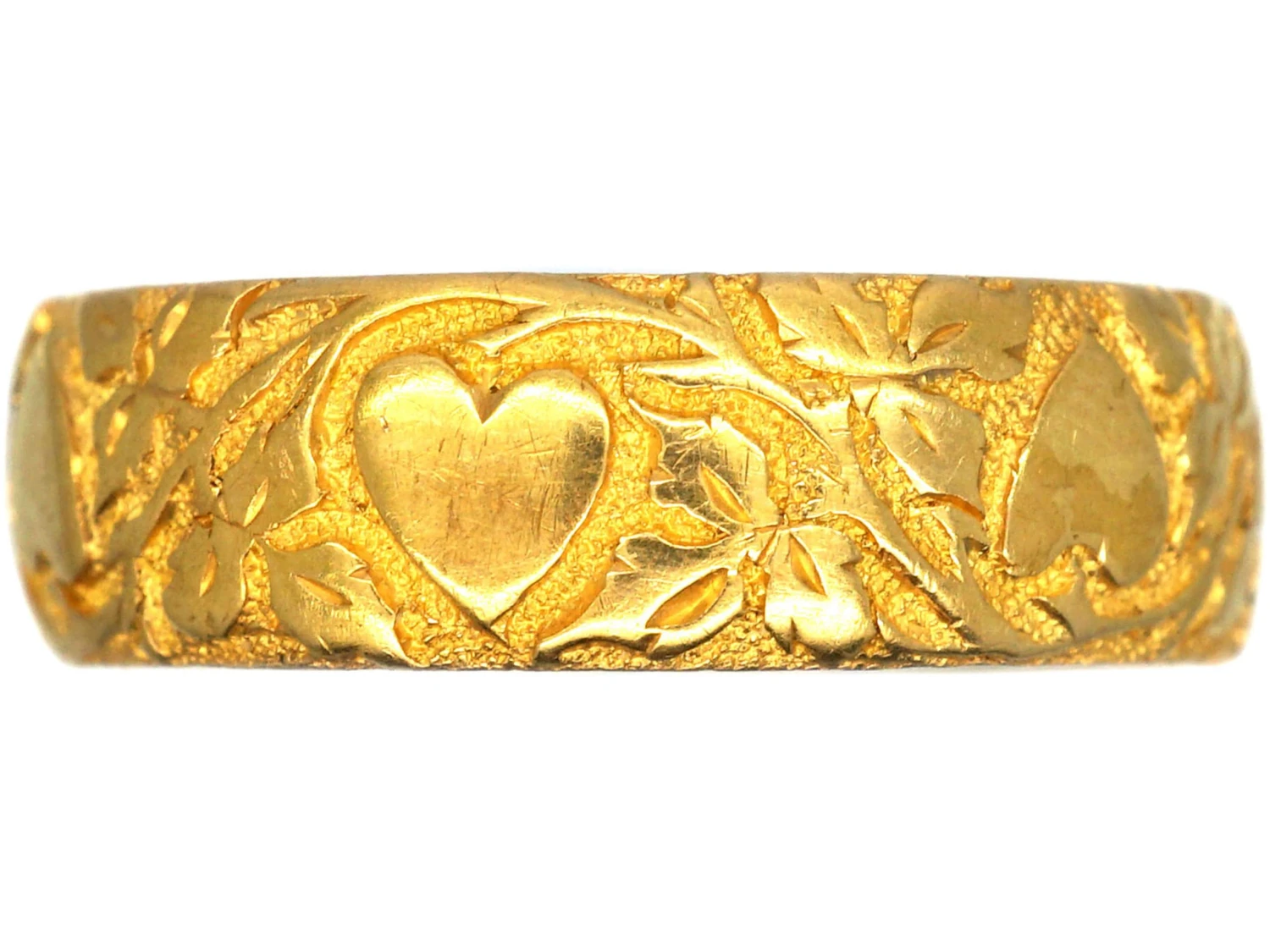 Victorian 18ct Gold Wedding Ring With Hearts Motif 3 Victorian 18ct Gold Wedding Ring With Hearts Motif