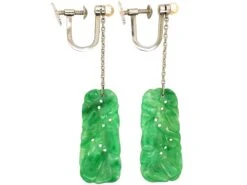 Art Deco 18ct White Gold Jade Drop Earrings 5 Art Deco 18ct White Gold Jade Drop Earrings -Antique Jewellery Company 29b86512 dsc05906 scaled 1