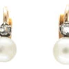 Edwardian 18ct Gold, Rose Diamond & Pearl Earrings -Antique Jewellery Company 2a1