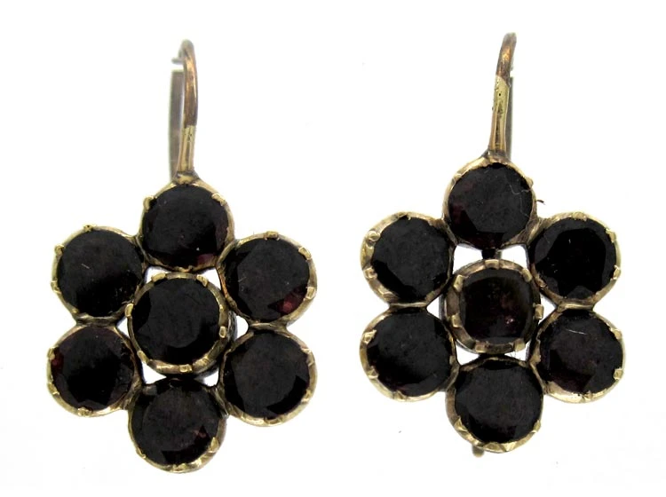 Georgian Flower Garnet Earrings 3 Georgian Flower Garnet Earrings
