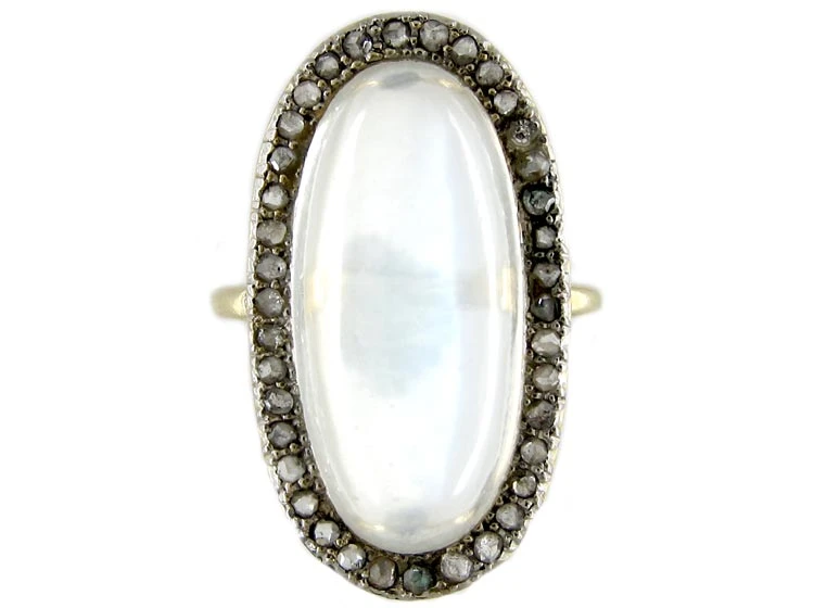 Large Moonstone & Diamond Ring 3 Large Moonstone & Diamond Ring