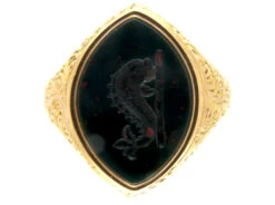 Victorian Dolphin Intaglio 15ct Gold Signet Ring
