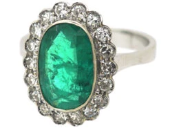 18ct White Gold Emerald & Diamond Oval Shaped Ring -Antique Jewellery Company 2a96b80e dsc03832 scaled 1
