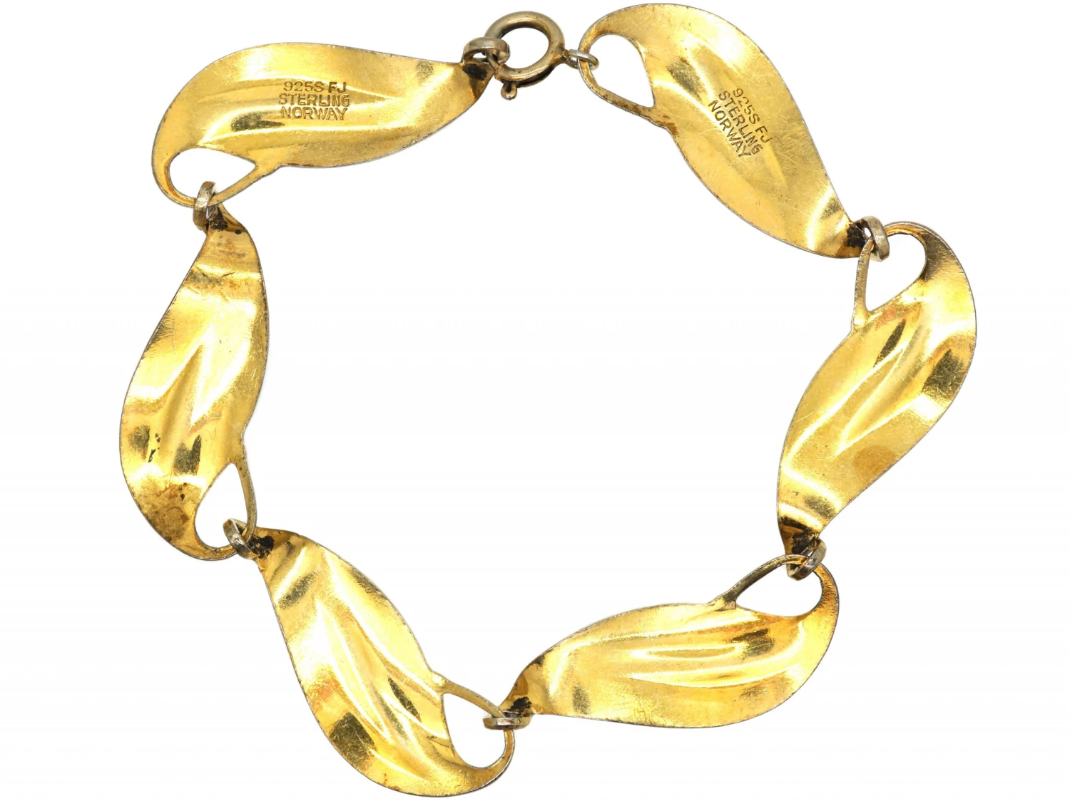 1950s Silver & White Enamel Leaves Bracelet By Finn Jensen 5 1950s Silver & White Enamel Leaves Bracelet By Finn Jensen - Image 3