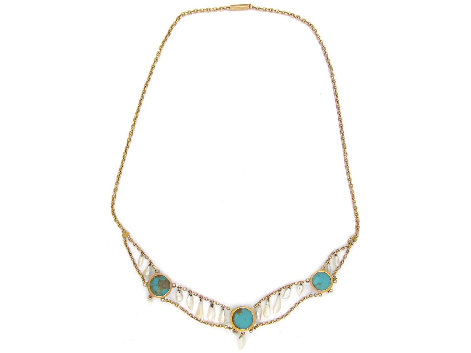 Gold,Turquoise & Mississippi Pearl Necklace By Murrle Bennett 5 Gold,Turquoise & Mississippi Pearl Necklace By Murrle Bennett - Image 3