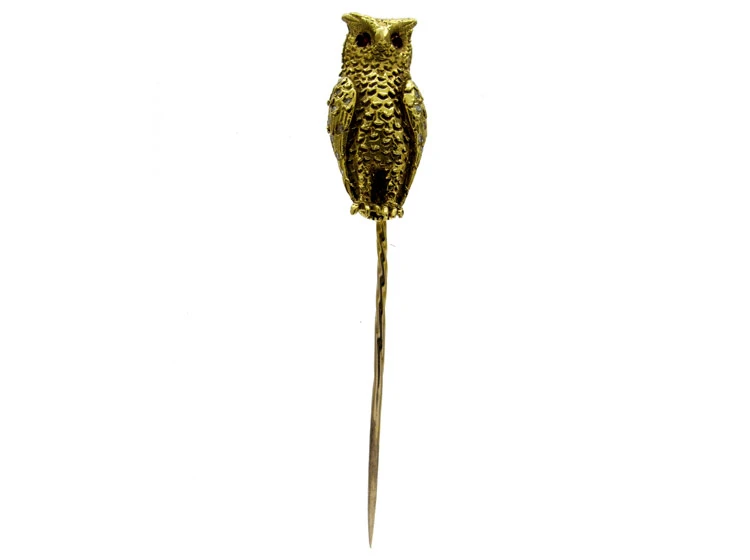 Owl 18ct Gold Tie Pin 4 Owl 18ct Gold Tie Pin - Image 2