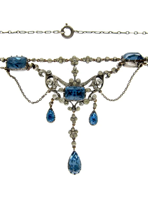 Blue & White Paste Edwardian Festoon Necklace 4 Blue & White Paste Edwardian Festoon Necklace - Image 2