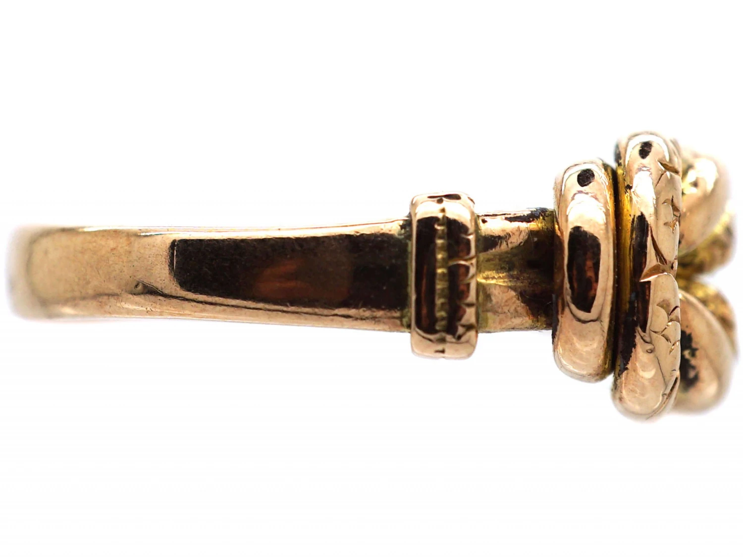 Edwardian 9ct Gold Knot Ring With Plain & Engraved Detail 7 Edwardian 9ct Gold Knot Ring With Plain & Engraved Detail - Image 5