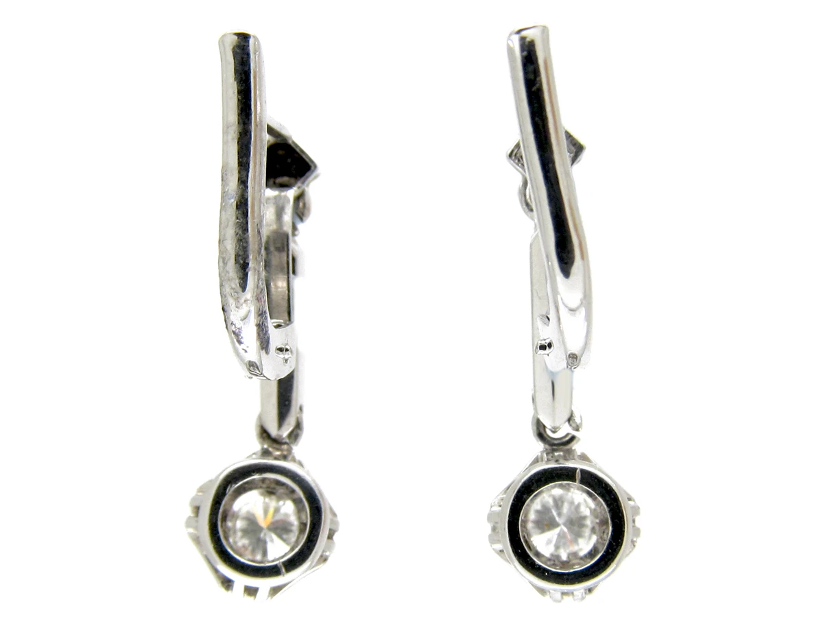 Art Deco 18ct White Gold Diamond Drop Earrings 5 Art Deco 18ct White Gold Diamond Drop Earrings - Image 3