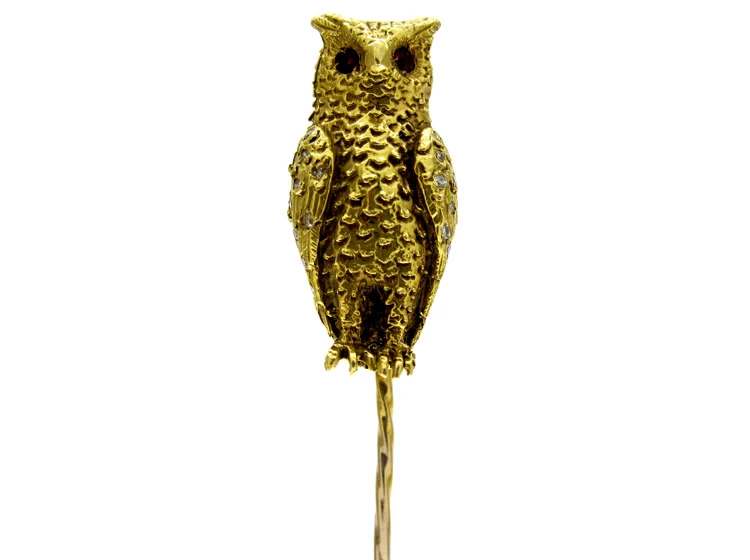 Owl 18ct Gold Tie Pin 3 Owl 18ct Gold Tie Pin