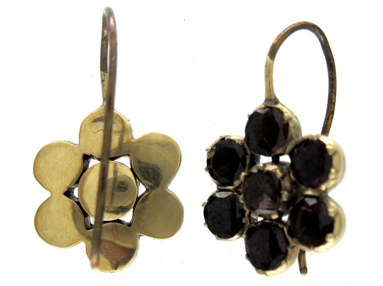 Georgian Flower Garnet Earrings 5 Georgian Flower Garnet Earrings - Image 3