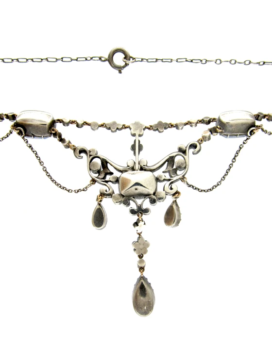 Blue & White Paste Edwardian Festoon Necklace 5 Blue & White Paste Edwardian Festoon Necklace - Image 3