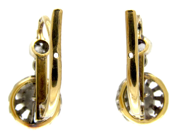 Rose Diamond 18ct Gold Victorian Earrings 5 Rose Diamond 18ct Gold Victorian Earrings - Image 3