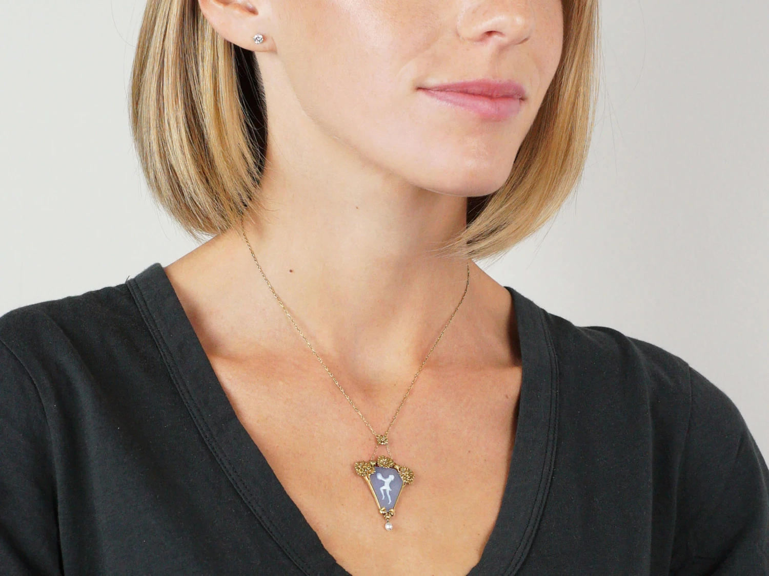 French 18ct Gold Pâte De Verre Art Nouveau Pendant 6 French 18ct Gold Pâte De Verre Art Nouveau Pendant - Image 4