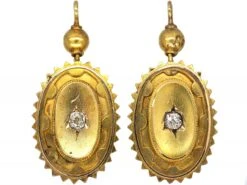 Victorian 15ct Gold Drop Earrings Set With Diamonds