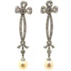 Edwardian Platinum, Diamond & Pearl Drop Earrings With Bow Drops 1 Edwardian Platinum, Diamond & Pearl Drop Earrings With Bow Drops -Antique Jewellery Company 2dfbb7b0 dsc08174