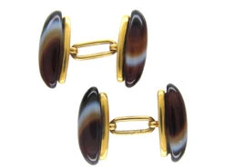 Banded Onyx 18ct Gold Victorian Cufflinks -Antique Jewellery Company 2e2