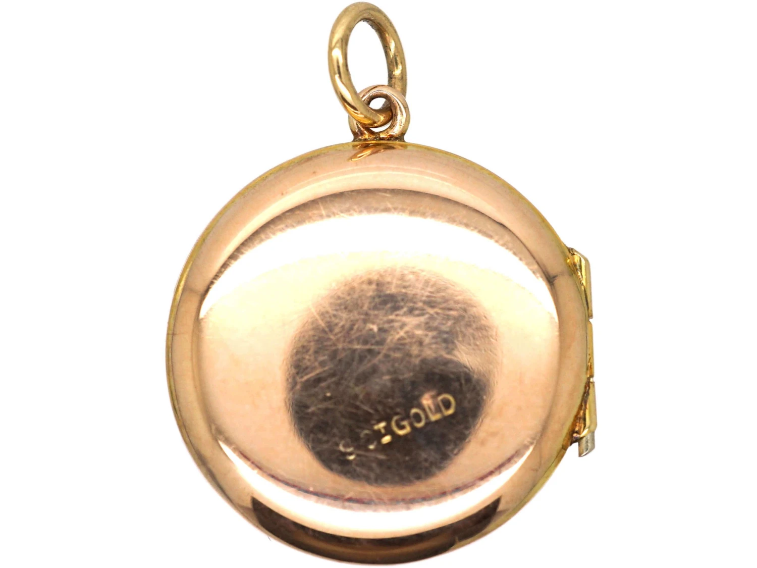Edwardian 9ct Gold Small Round Locket With Engraved Leaf Motif 6 Edwardian 9ct Gold Small Round Locket With Engraved Leaf Motif - Image 4