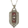 Art Deco Silver, Carnelian & Marcasite Pendant On Silver Chain 2 Art Deco Silver, Carnelian & Marcasite Pendant On Silver Chain -Antique Jewellery Company 308da5b7 dsc08242 scaled 1