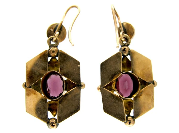 Garnet 15ct Gold Victorian Earrings 4 Garnet 15ct Gold Victorian Earrings - Image 2