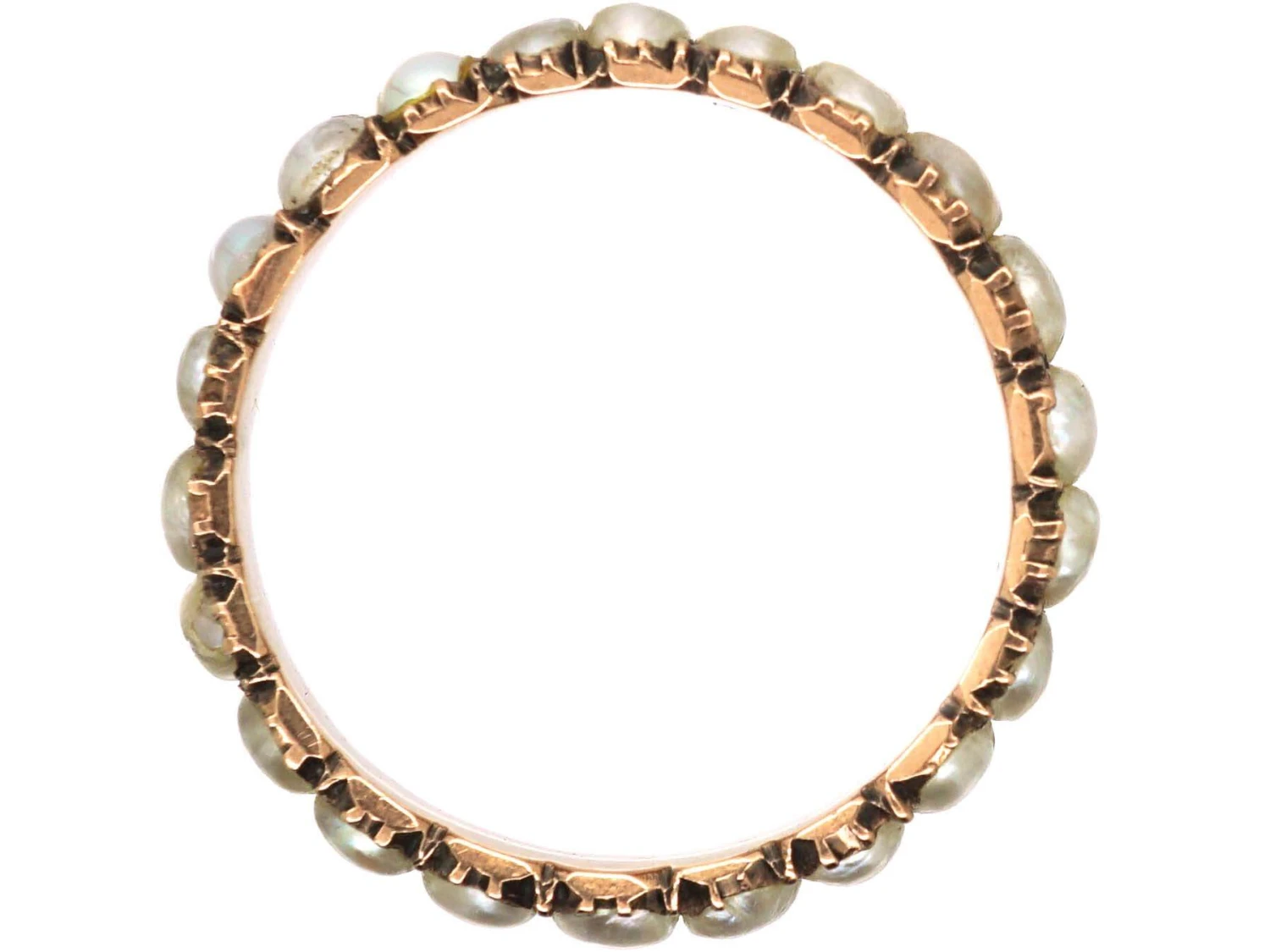 Georgian 9ct Gold & Natural Split Pearl Eternity Ring 4 Georgian 9ct Gold & Natural Split Pearl Eternity Ring - Image 2