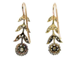 Edwardian Diamond Flower Drop Earrings 7 Edwardian Diamond Flower Drop Earrings -Antique Jewellery Company 313b