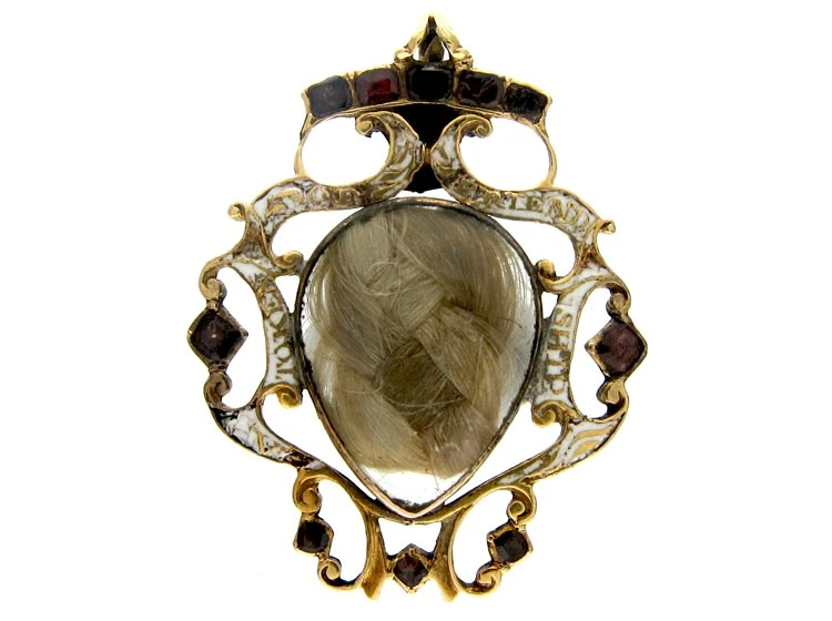 Georgian Almandine Garnet & Enamel Locket Hair Pendant 3 Georgian Almandine Garnet & Enamel Locket Hair Pendant