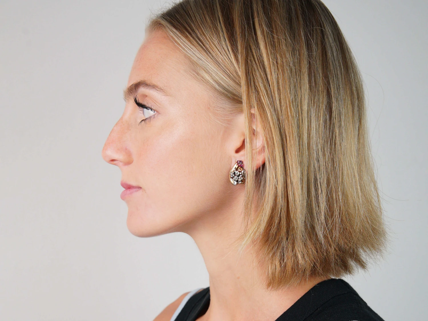 Retro 18ct White & Yellow Gold, Ruby & Diamond Clip On Earrings 6 Retro 18ct White & Yellow Gold, Ruby & Diamond Clip On Earrings - Image 4