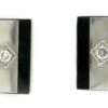 18ct White Gold, Onyx & Diamond Cufflinks 1 18ct White Gold, Onyx & Diamond Cufflinks -Antique Jewellery Company 32