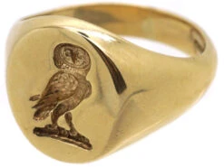 9ct Gold Signet Ring With An Owl Intaglio -Antique Jewellery Company 320a1e72 dsc01717