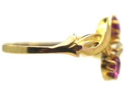 Art Nouveau 14ct Gold Pink Sapphire & Diamond Crossover Ring -Antique Jewellery Company 3210bf56 dsc02593 scaled 1