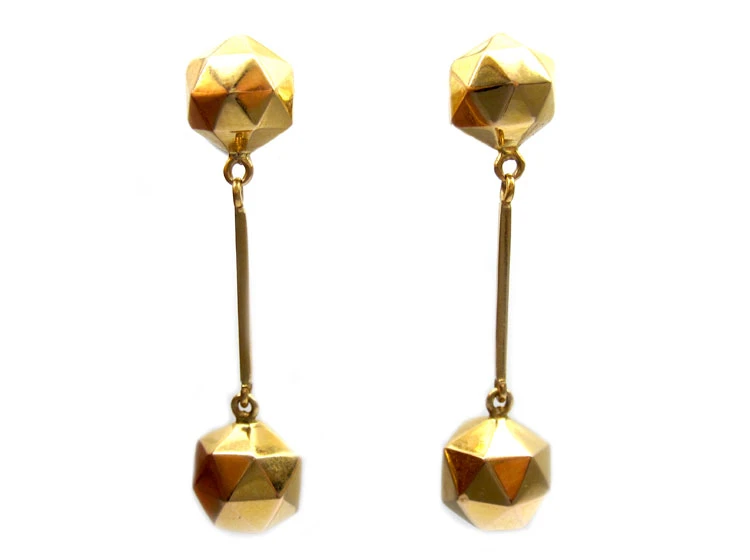 Gold Ball Drop Earrings 3 Gold Ball Drop Earrings