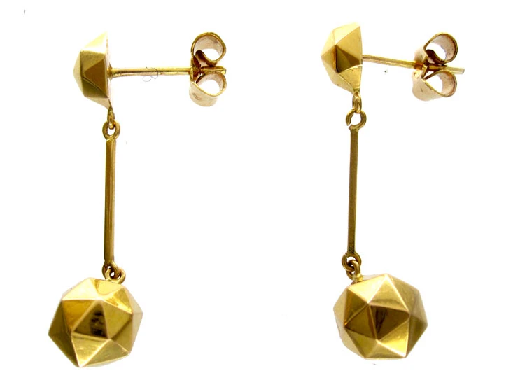 Gold Ball Drop Earrings 4 Gold Ball Drop Earrings - Image 2
