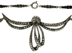 Silver Marcasite Bow Necklace
