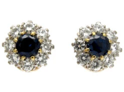 Sapphire & Diamond Cluster Earrings