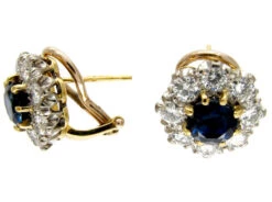 Sapphire & Diamond Cluster Earrings 7 Sapphire & Diamond Cluster Earrings -Antique Jewellery Company 33c1311769977 656