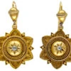 Victorian 15ct Gold Diamond Set Earrings 1 Victorian 15ct Gold Diamond Set Earrings -Antique Jewellery Company 346a