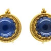 Victorian 18ct Gold & Lapis Lazuli Earrings 1 Victorian 18ct Gold & Lapis Lazuli Earrings -Antique Jewellery Company 349a