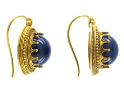 Victorian 18ct Gold & Lapis Lazuli Earrings 8 Victorian 18ct Gold & Lapis Lazuli Earrings -Antique Jewellery Company 349c