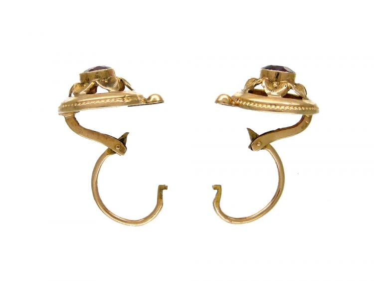 18ct Gold & Almandine Garnet Earrings 4 18ct Gold & Almandine Garnet Earrings - Image 2