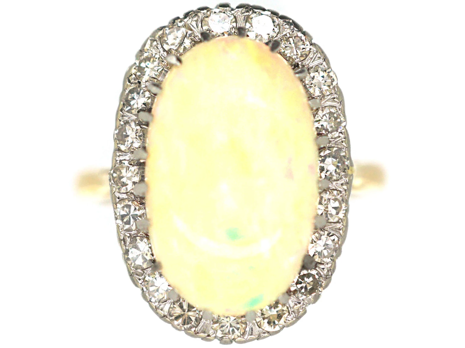Large Opal & Diamond 18ct Gold Oval Ring 3 Large Opal & Diamond 18ct Gold Oval Ring