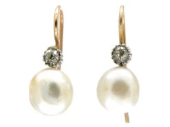 Natural Pearl & Diamond Earrings