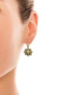 Victorian 15ct Gold Pearl & Enamel Earrings -Antique Jewellery Company 358d