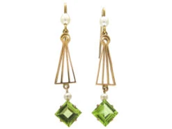 Peridot & Pearl Drop Earrings