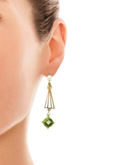 Peridot & Pearl Drop Earrings 7 Peridot & Pearl Drop Earrings -Antique Jewellery Company 359c
