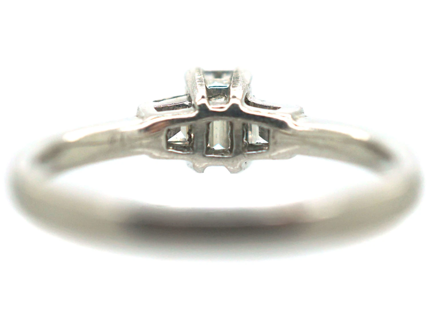 Platinum, Three Stone Baguette Diamond Ring 7 Platinum, Three Stone Baguette Diamond Ring - Image 5