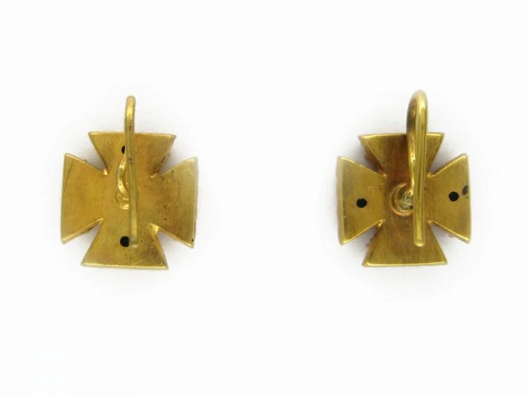15ct Gold & Pearl Maltese Cross Earrings 4 15ct Gold & Pearl Maltese Cross Earrings - Image 2